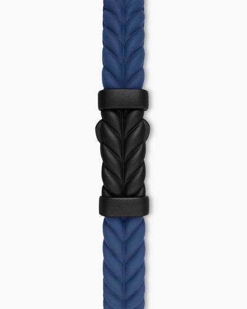 Mens Chevron Rubber Bracelet with Black Titanium, 6mm