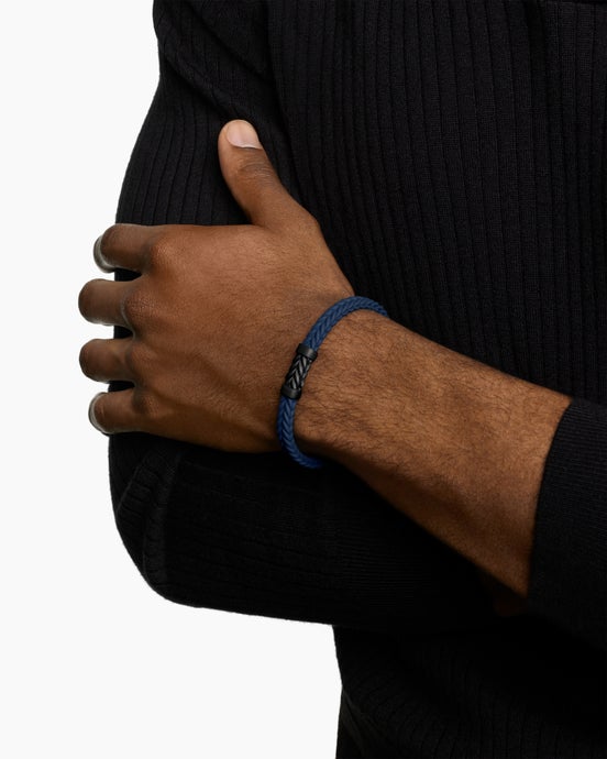 Chevron Rubber Bracelet with Black Titanium, 6mm