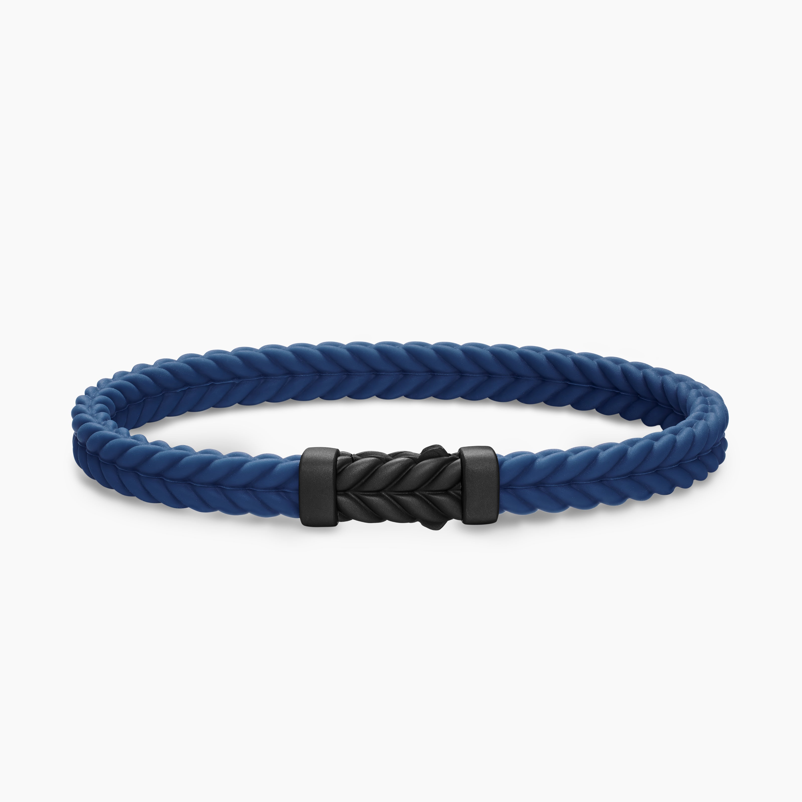 Mens Chevron Rubber Bracelet with Black Titanium, 6mm