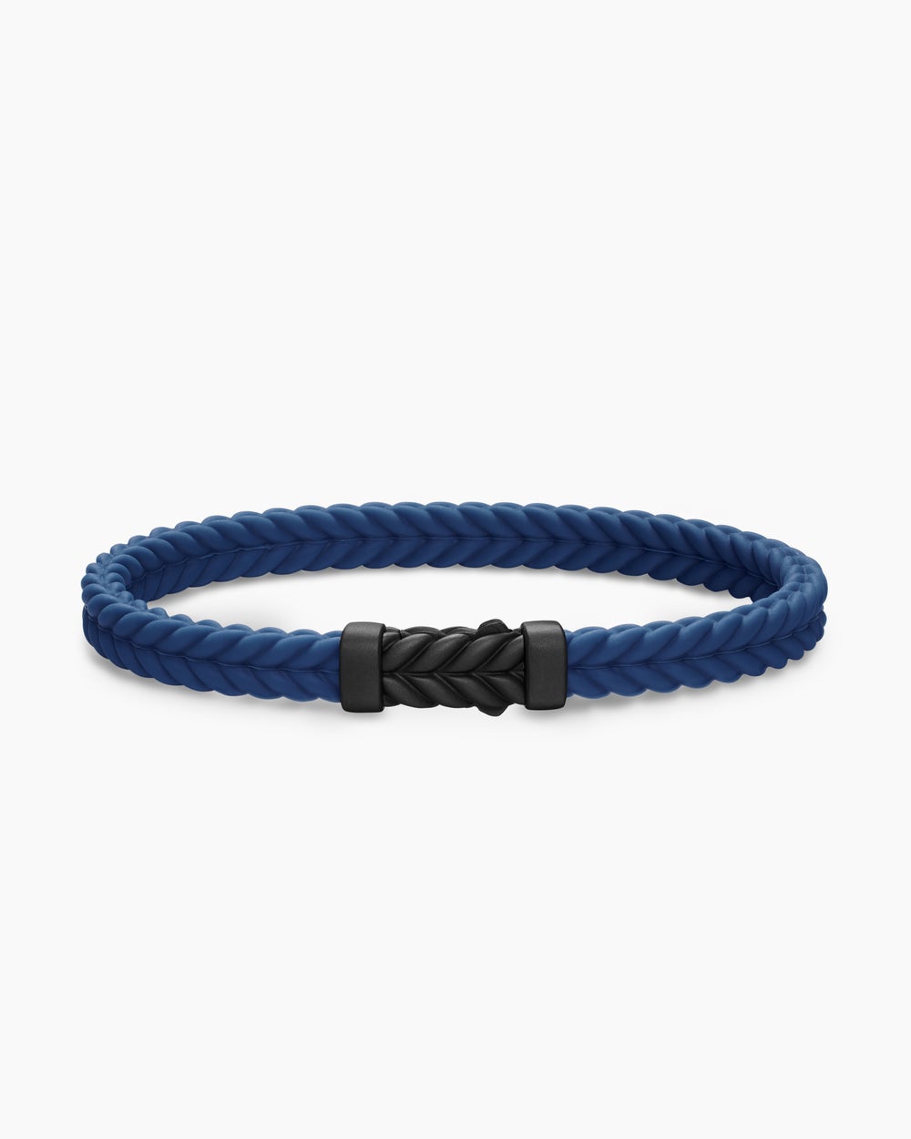Mens Chevron Rubber Bracelet with Black Titanium, 6mm