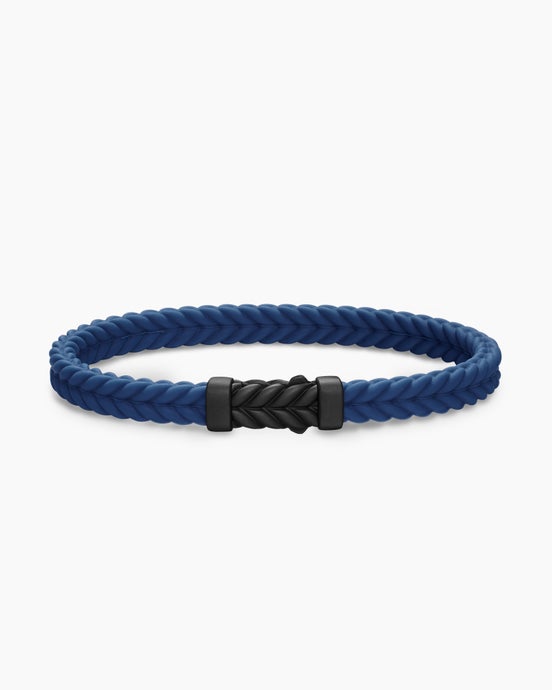 Chevron Rubber Bracelet with Black Titanium, 6mm