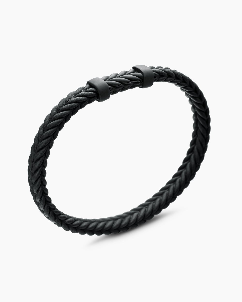 Mens Chevron Rubber Bracelet with Black Titanium, 6mm