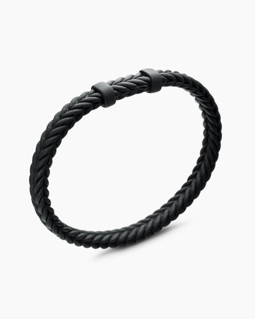 Mens Chevron Rubber Bracelet with Black Titanium, 6mm