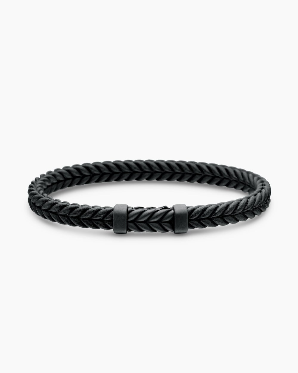 Mens Chevron Rubber Bracelet with Black Titanium, 6mm