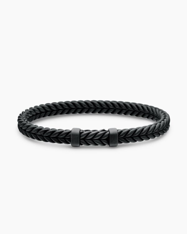 Bracelet Chevron en caoutchouc avec titane noir, 6 mm