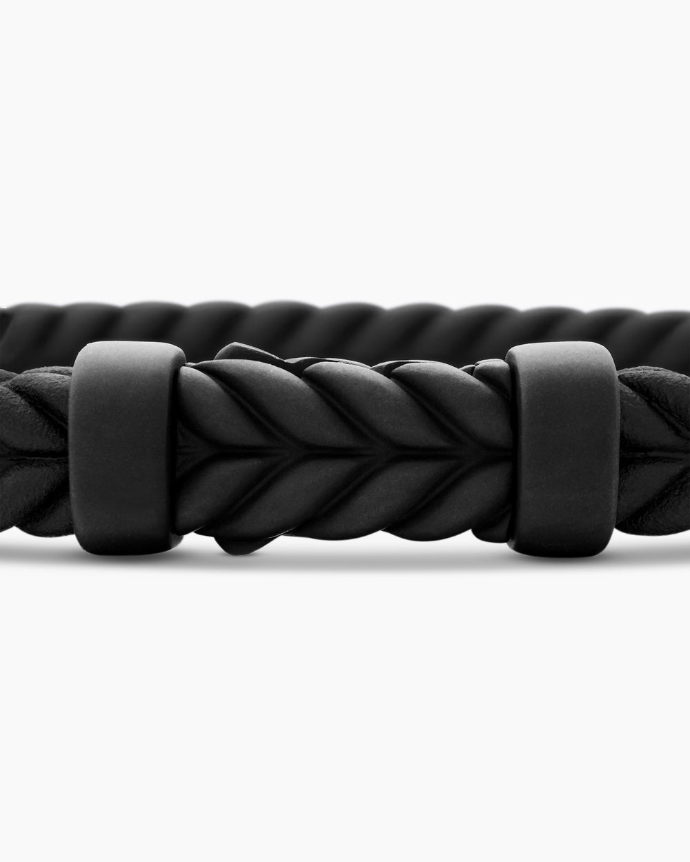 Mens Chevron Rubber Bracelet with Black Titanium, 6mm