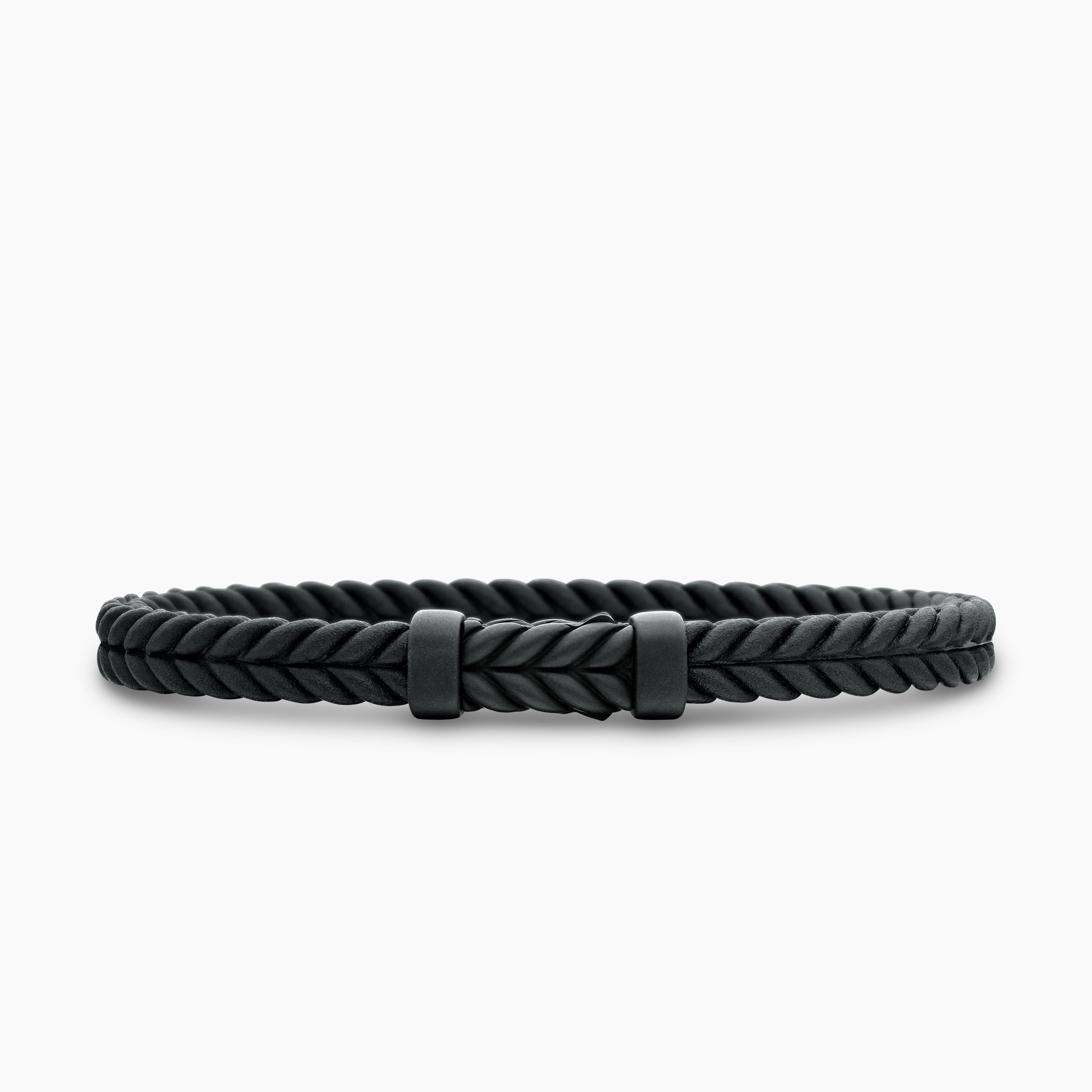 Mens Chevron Rubber Bracelet with Black Titanium, 6mm