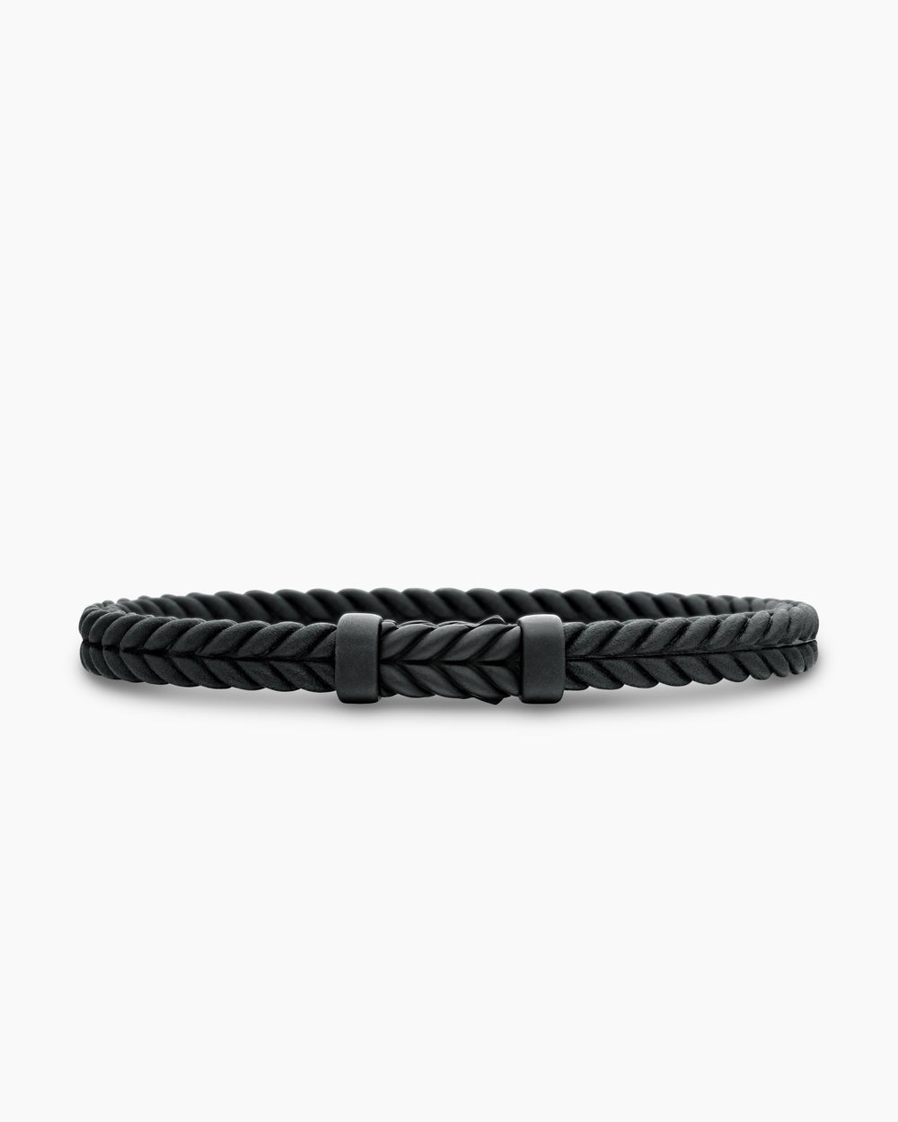 Mens Chevron Rubber Bracelet with Black Titanium, 6mm