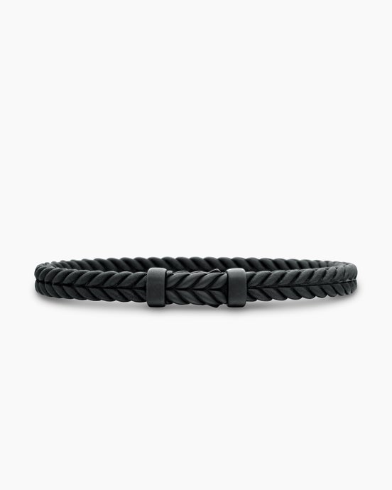Chevron Bracelet in Black Rubber with Black Titanium, 6mm