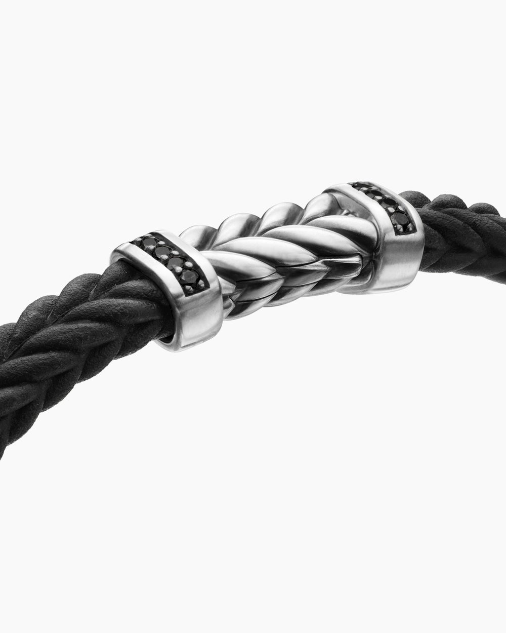 Mens Chevron Rubber Bracelet with Sterling Silver, 6mm