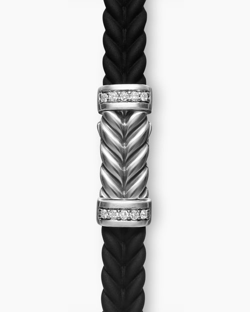 Mens Chevron Rubber Bracelet with Sterling Silver, 6mm