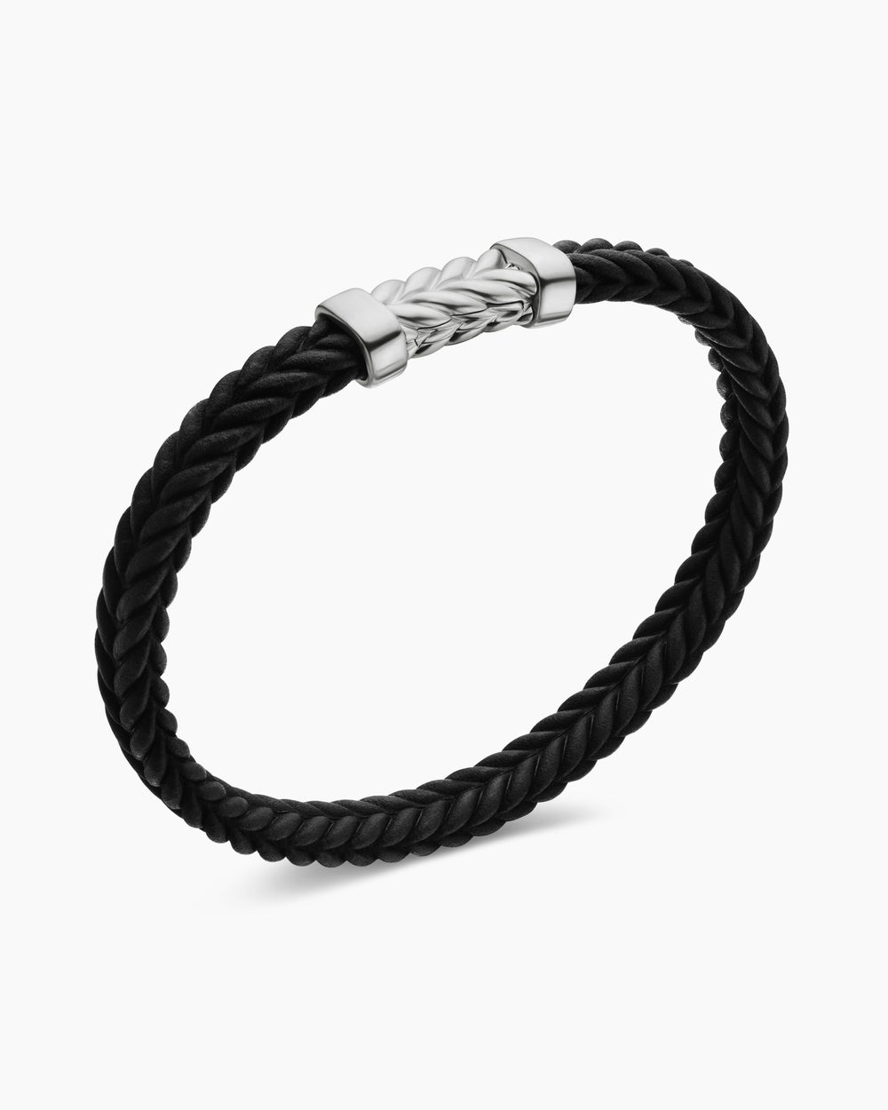 Mens Chevron Rubber Bracelet with Sterling Silver, 6mm