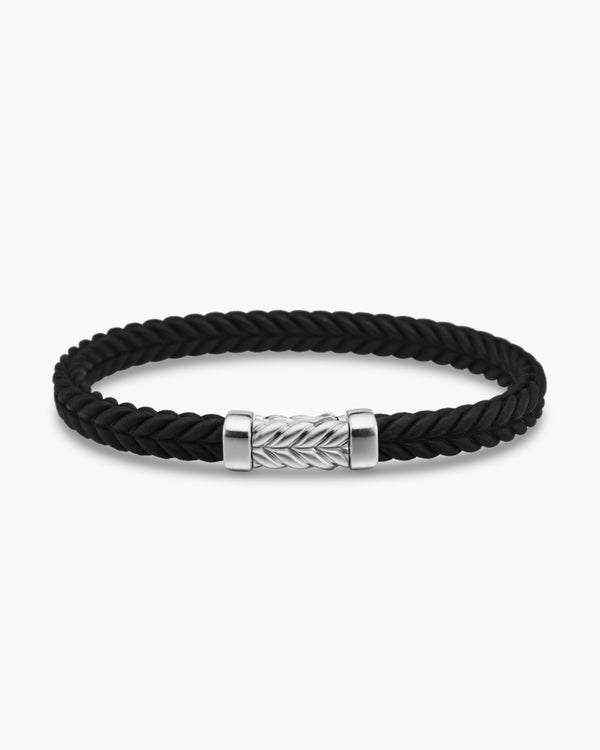 Bracelet Chevron en caoutchouc avec argent sterling, 6 mm