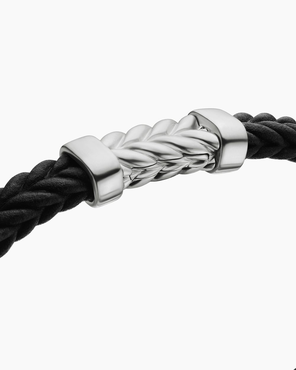 Mens Chevron Rubber Bracelet with Sterling Silver, 6mm
