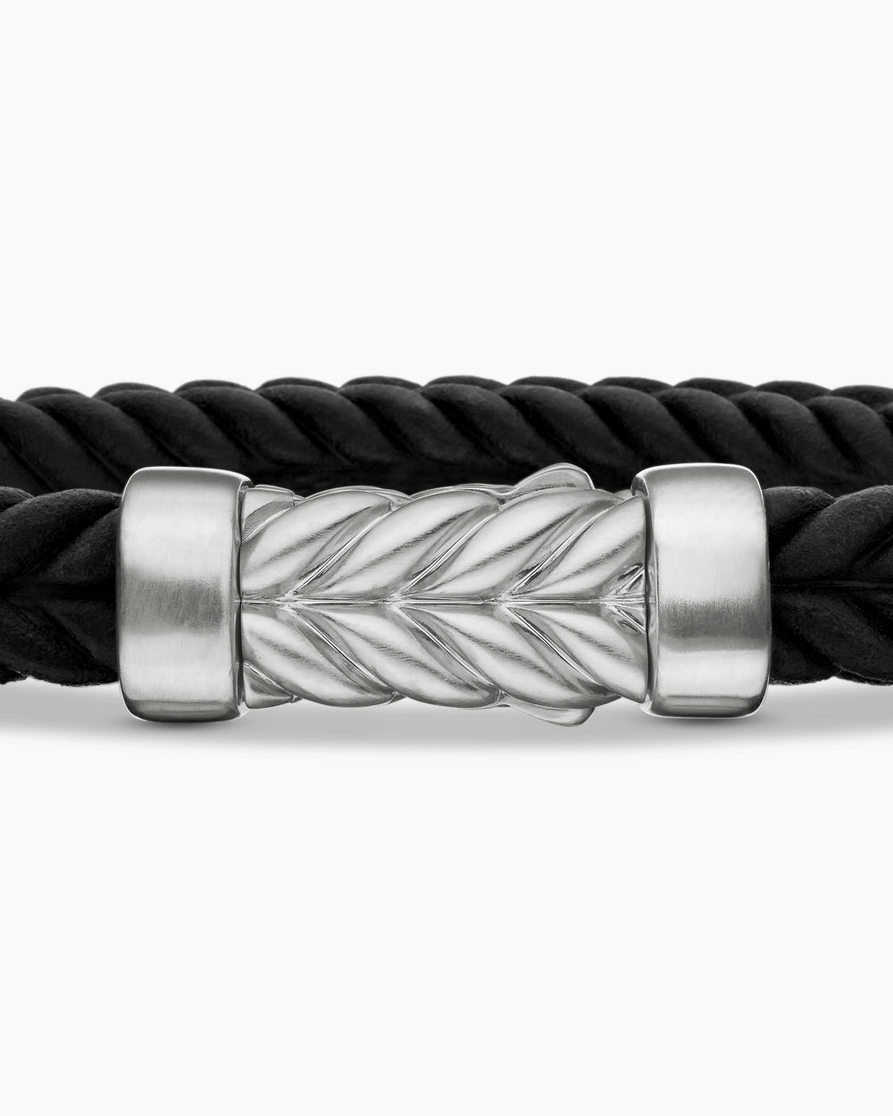 Mens Chevron Rubber Bracelet with Sterling Silver, 6mm