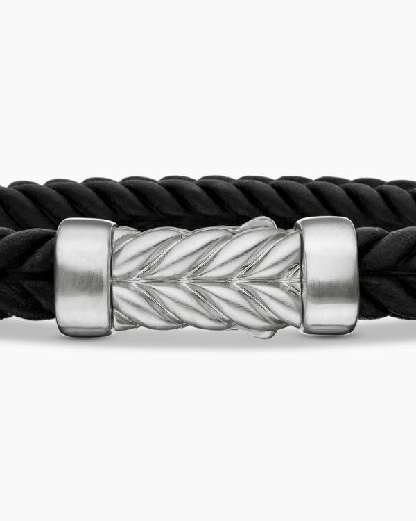 Bracelet Chevron en caoutchouc avec argent sterling, 6 mm