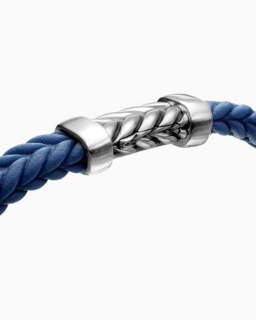 Mens Chevron Rubber Bracelet with Sterling Silver, 6mm