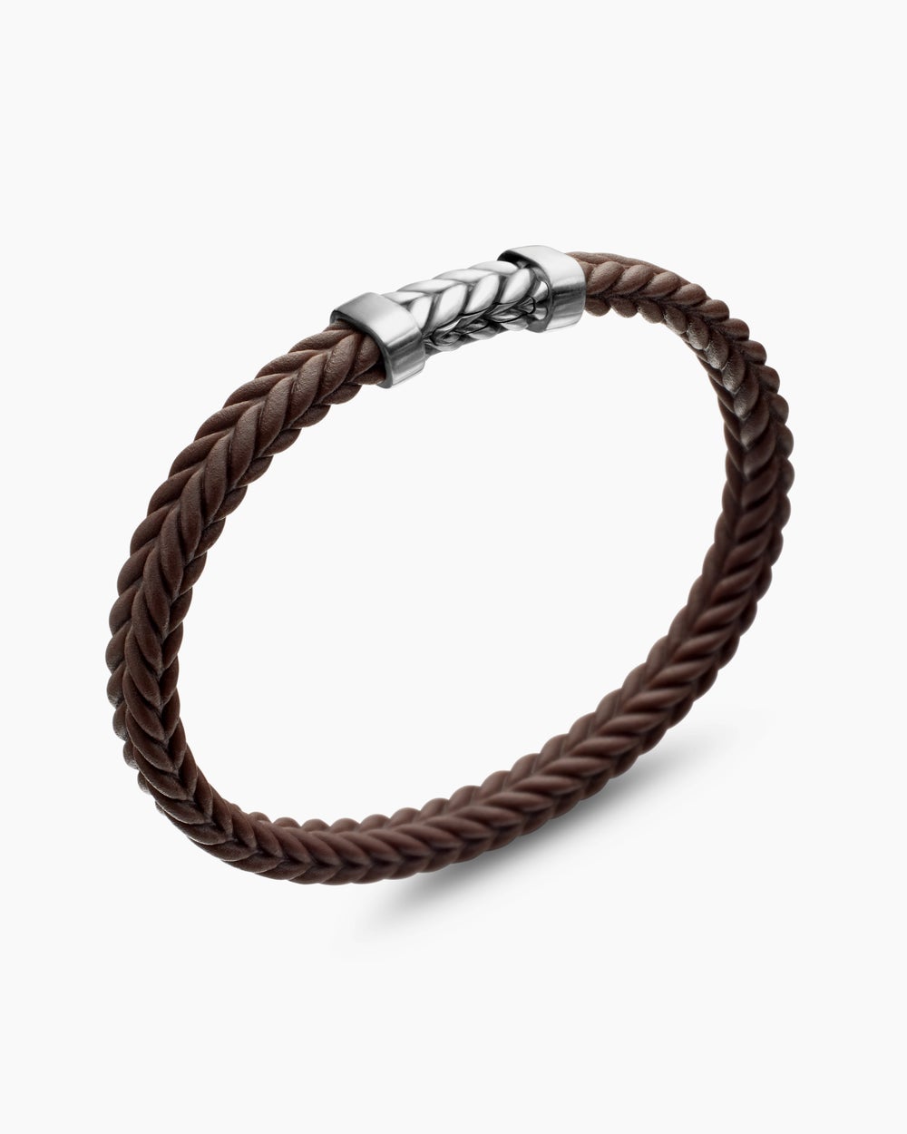Mens Chevron Rubber Bracelet with Sterling Silver, 6mm