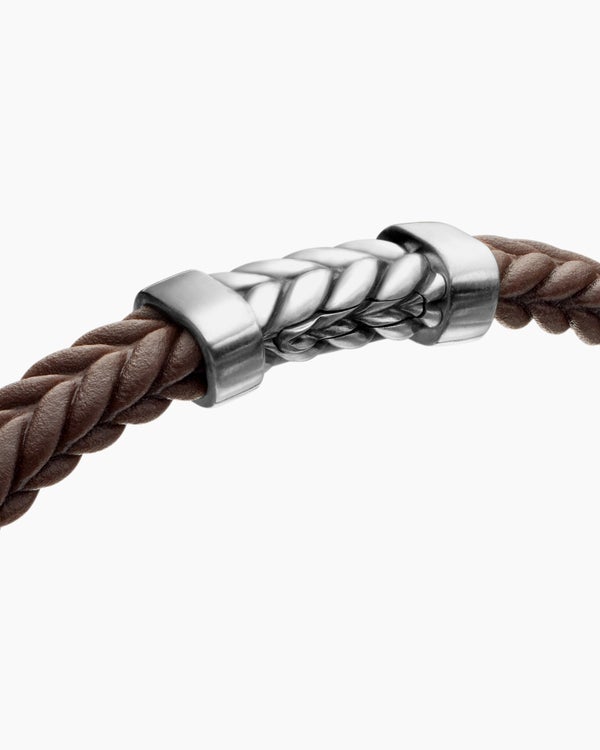 Bracelet Chevron en caoutchouc avec argent sterling, 6 mm