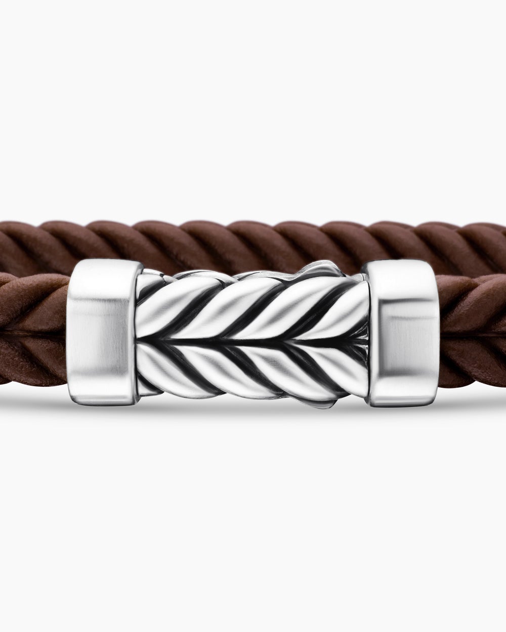 Mens Chevron Rubber Bracelet with Sterling Silver, 6mm