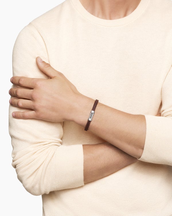 Chevron Bracelet in Black Rubber with 18K Rose Gold, 6mm