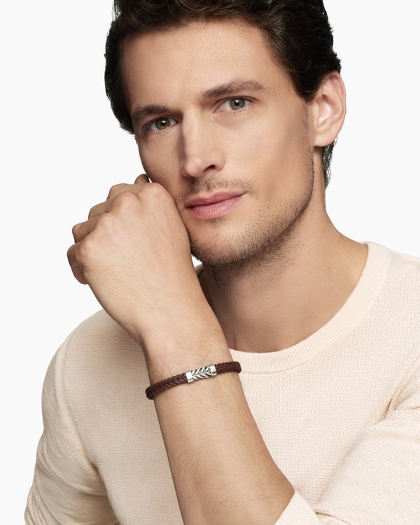 Bracelet Chevron en caoutchouc avec argent sterling, 6 mm