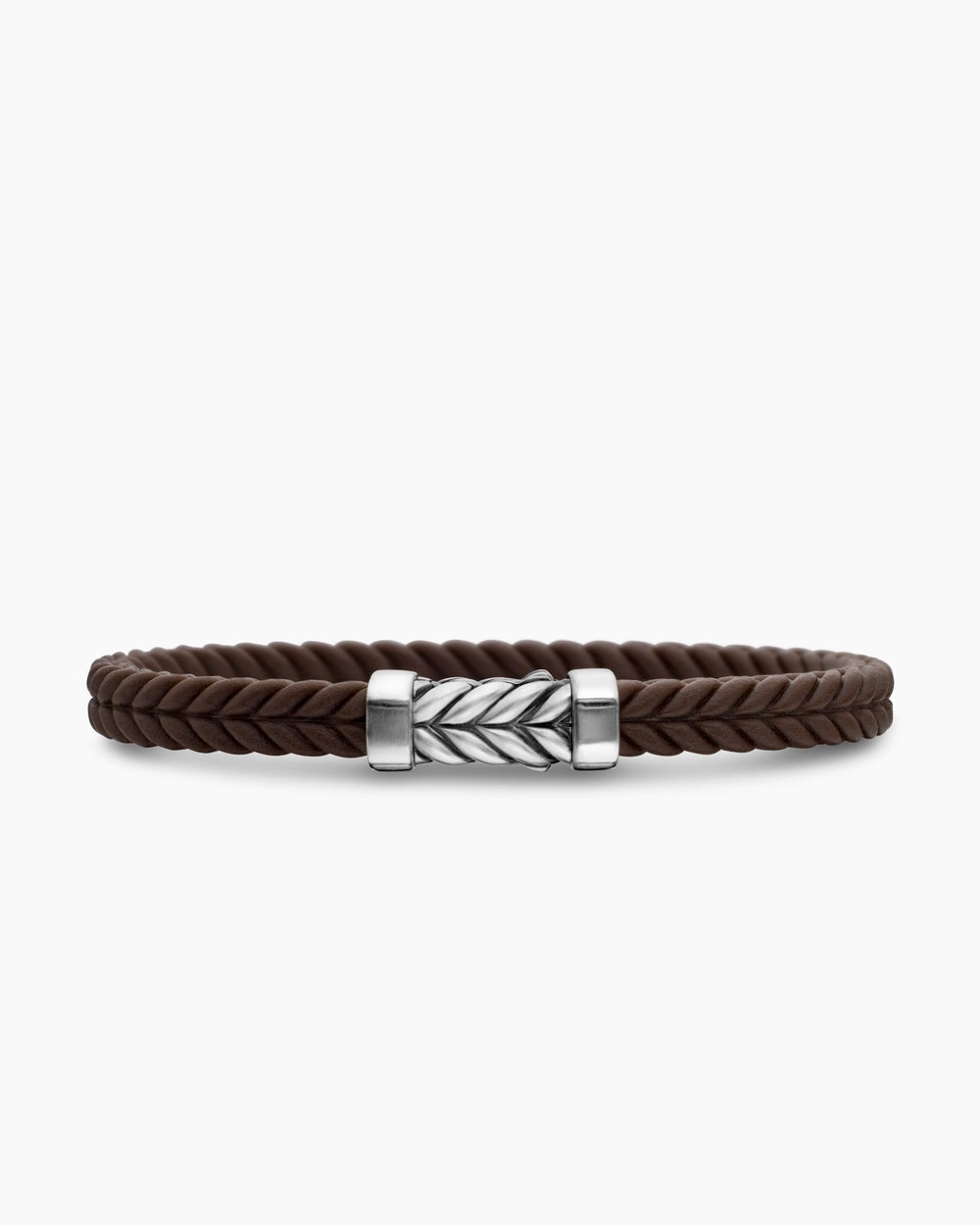 Mens Chevron Rubber Bracelet with Sterling Silver, 6mm