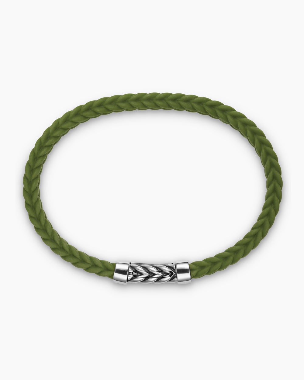 Mens Chevron Rubber Bracelet with Sterling Silver, 6mm