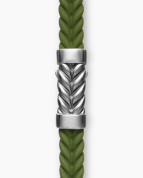 Mens Chevron Rubber Bracelet with Sterling Silver, 6mm