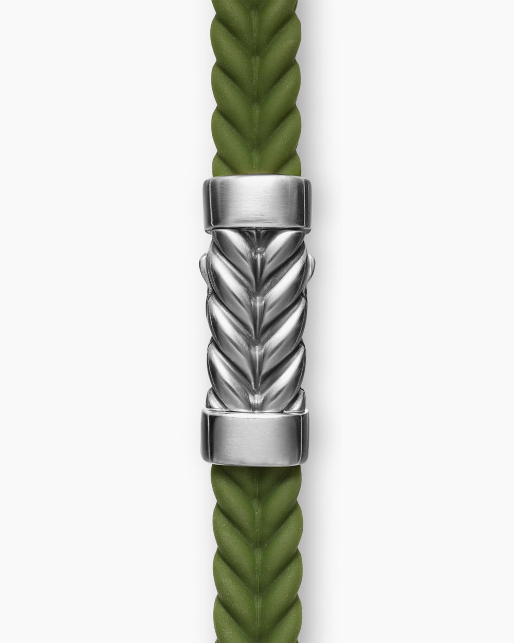 Mens Chevron Rubber Bracelet with Sterling Silver, 6mm
