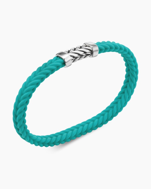 Chevron Bracelet  in Black Rubber with Sterling Silver, 6mm