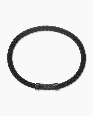 Chevron Bracelet  in Black Rubber with Black Titanium and Black Diamonds, 6mm