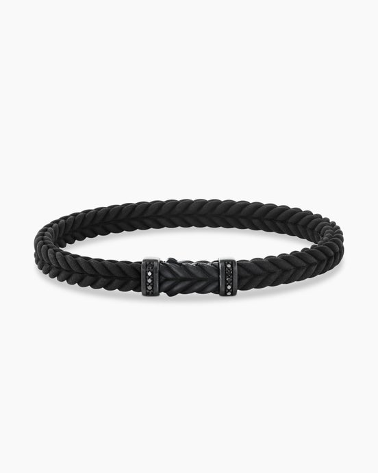 Chevron Rubber Bracelet with Black Titanium, 6mm
