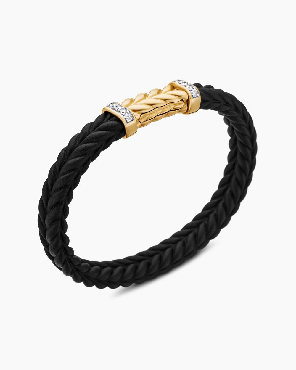 Bracelet Chevron en caoutchouc avec or jaune 18 carats, 9 mm hommes