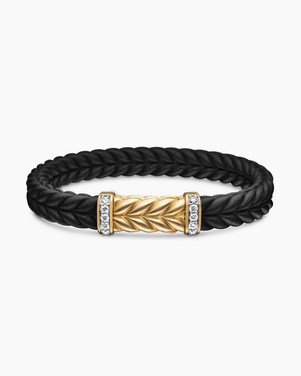 Bracelet Chevron en caoutchouc avec or jaune 18 carats, 9 mm hommes