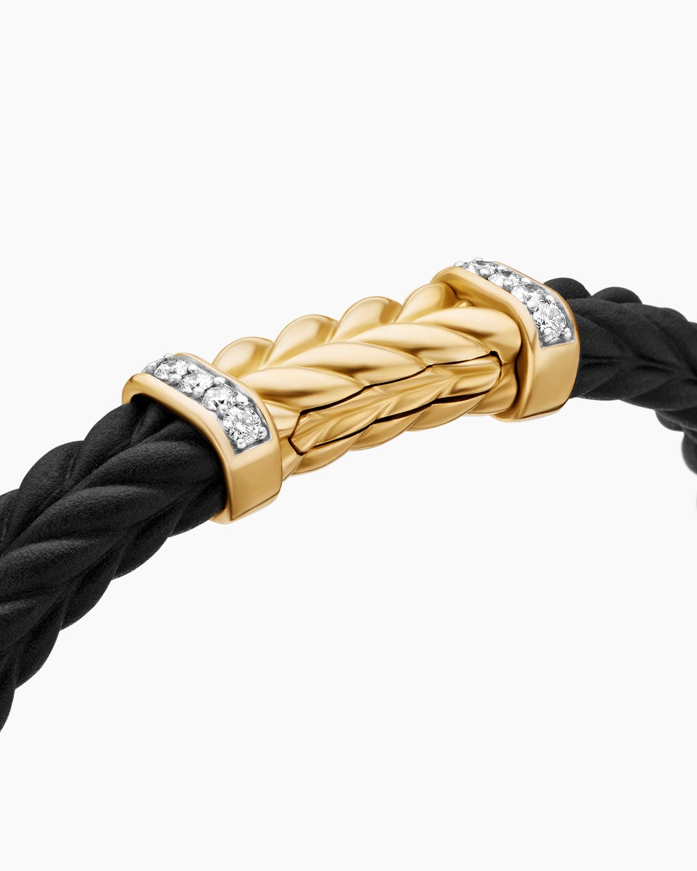Bracelet Chevron en caoutchouc avec or jaune 18 carats, 9 mm hommes