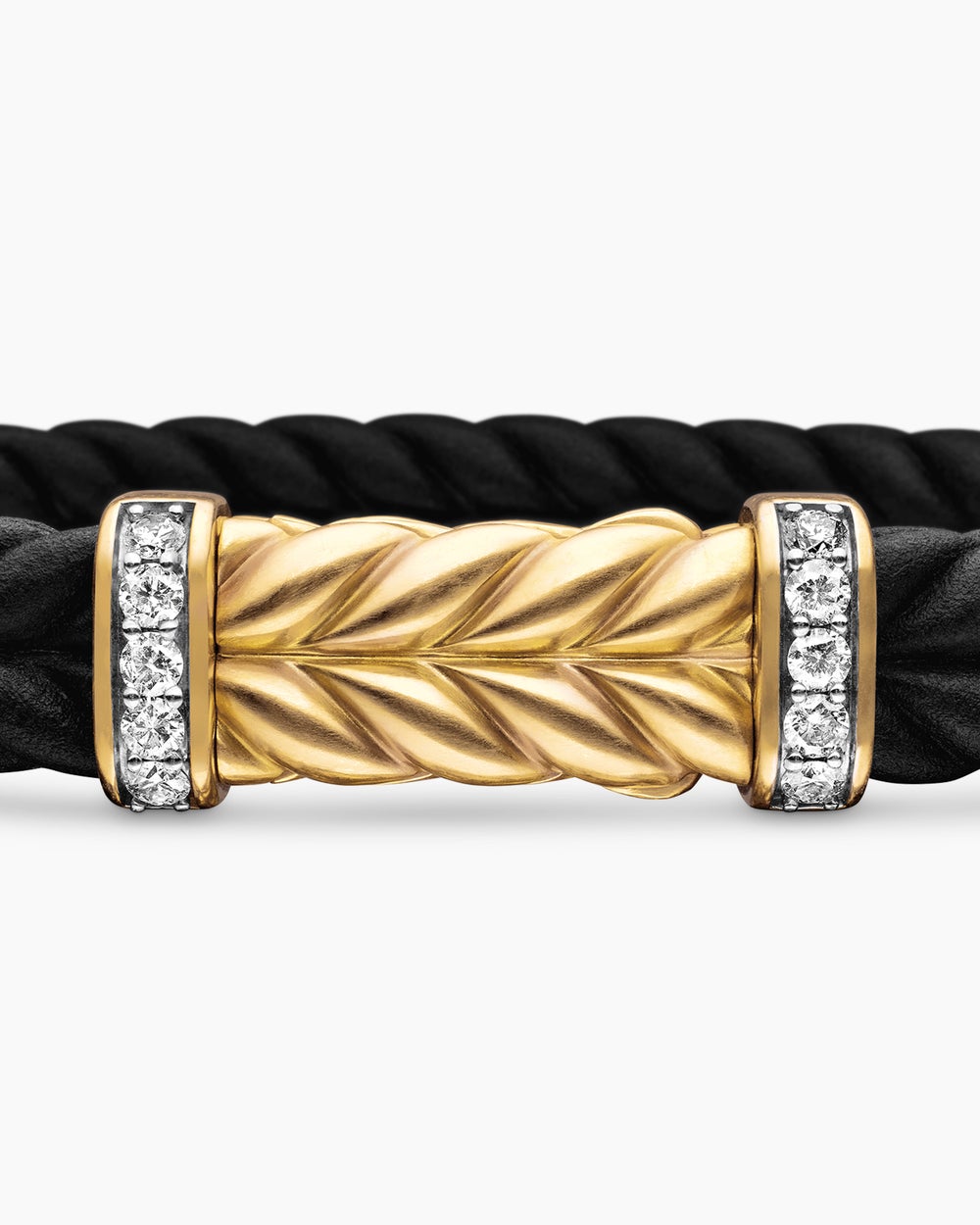 Bracelet Chevron en caoutchouc avec or jaune 18 carats, 9 mm hommes