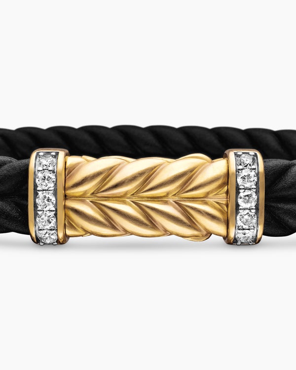 Bracelet Chevron en caoutchouc avec or jaune 18 carats, 9 mm