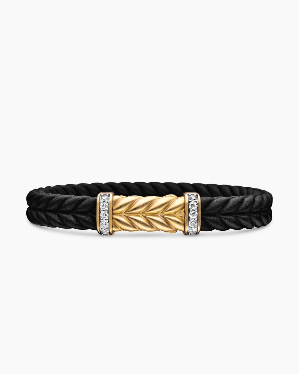 Bracelet Chevron en caoutchouc avec or jaune 18 carats, 9 mm hommes