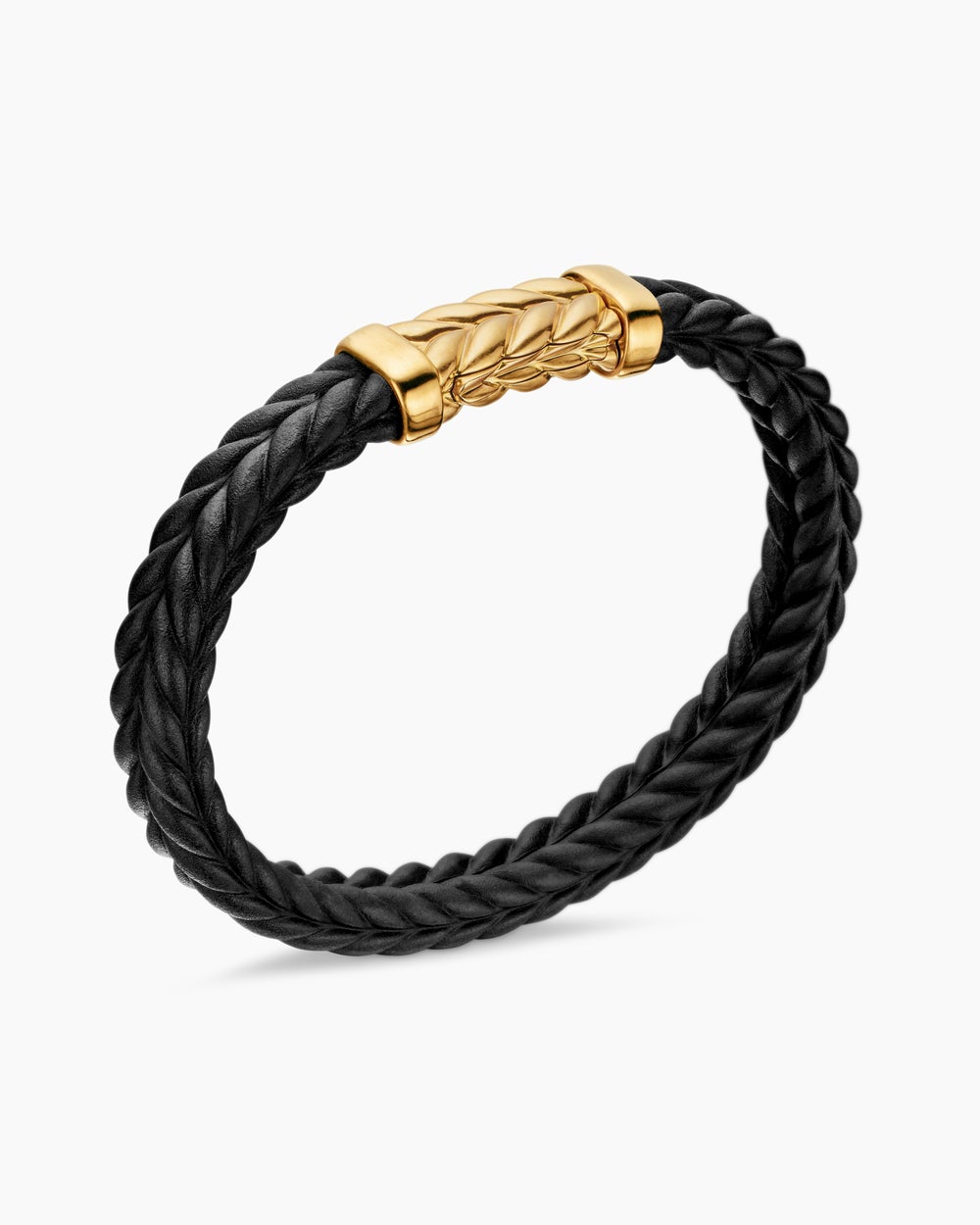 Mens Chevron Rubber Bracelet with 18K Yellow Gold, 9mm