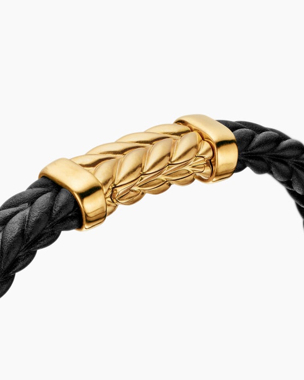 Bracelet Chevron en caoutchouc avec or jaune 18 carats, 9 mm