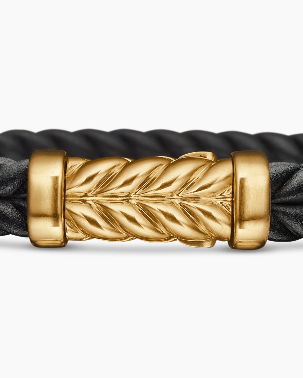 Mens Chevron Rubber Bracelet with 18K Yellow Gold, 9mm