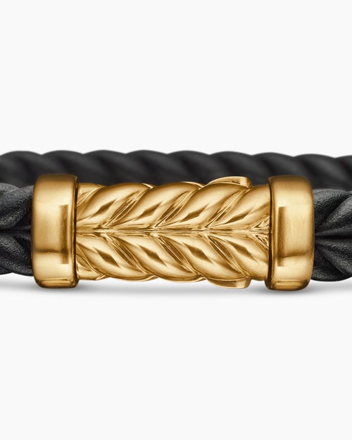 Mens Chevron Rubber Bracelet with 18ct Yellow Gold, 9mm
