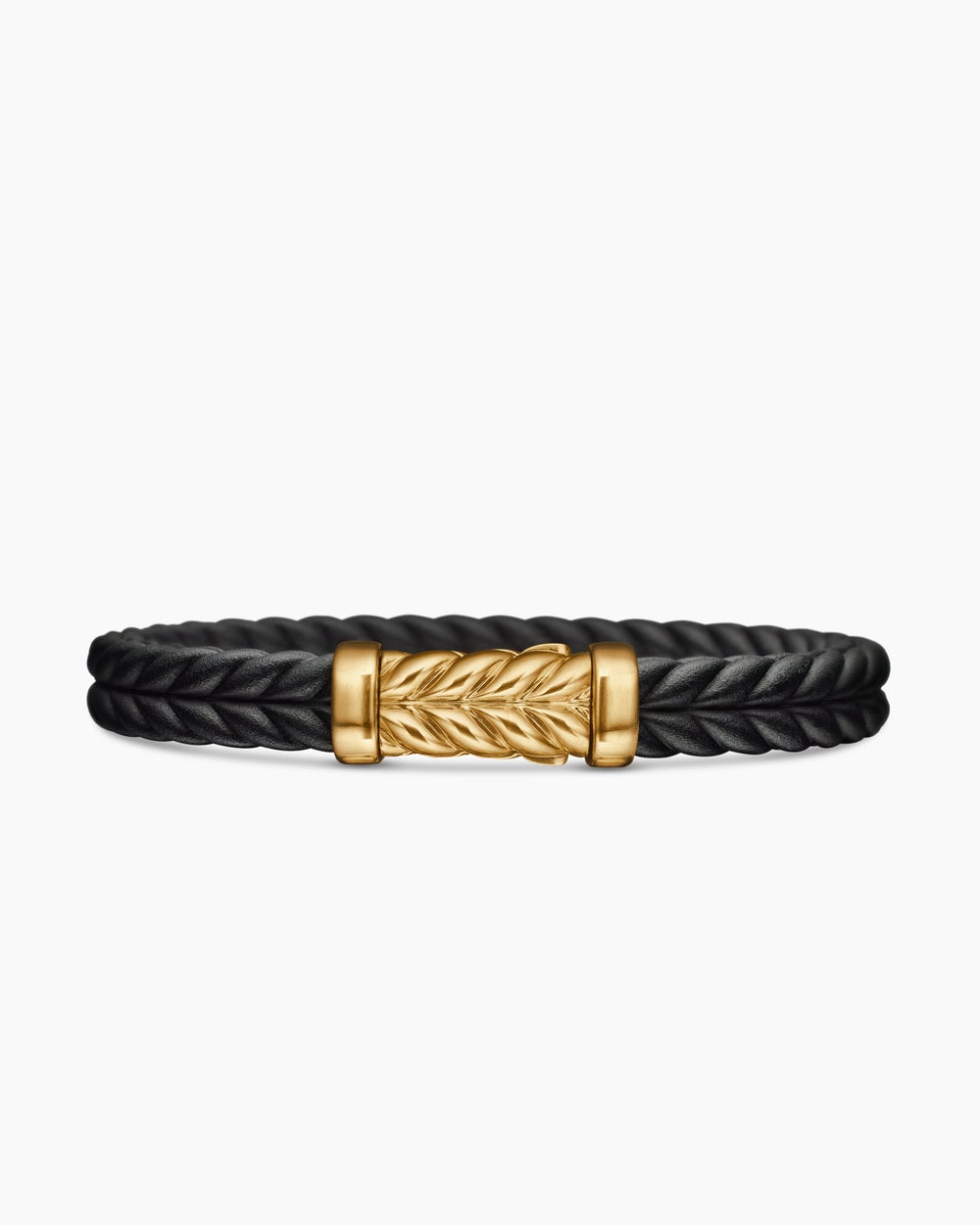 Mens Chevron Rubber Bracelet with 18K Yellow Gold, 9mm