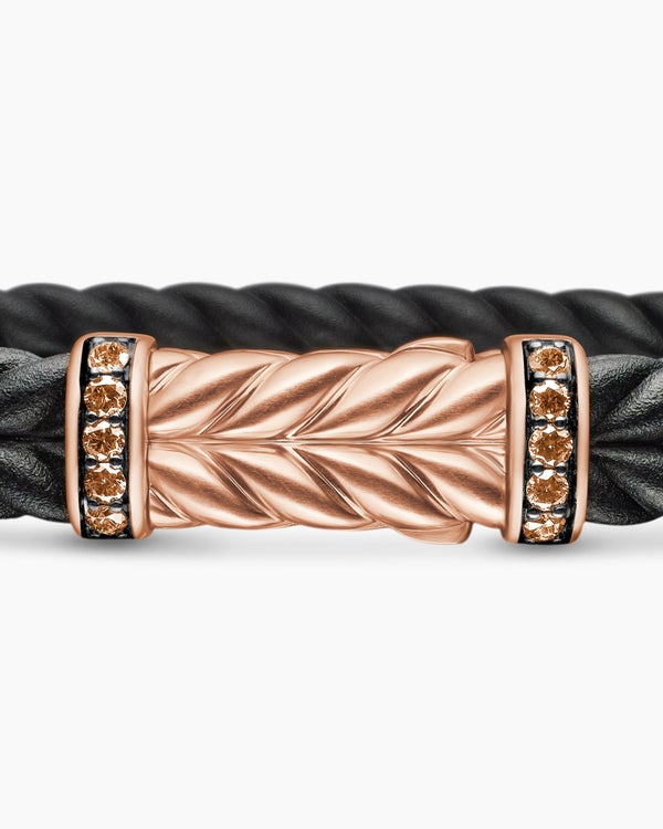 Bracelet Chevron en caoutchouc avec or rose 18 carats, 9 mm