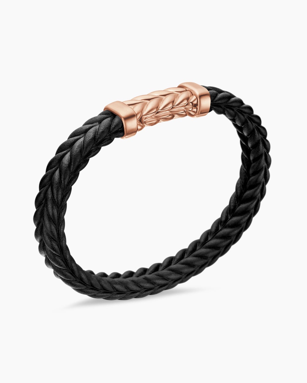 Bracelet Chevron en caoutchouc avec or rose 18 carats, 9 mm hommes