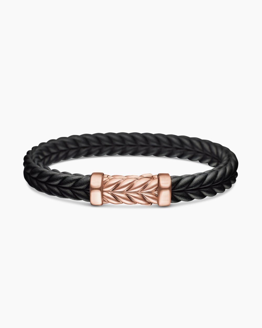 Bracelet Chevron en caoutchouc avec or rose 18 carats, 9 mm hommes