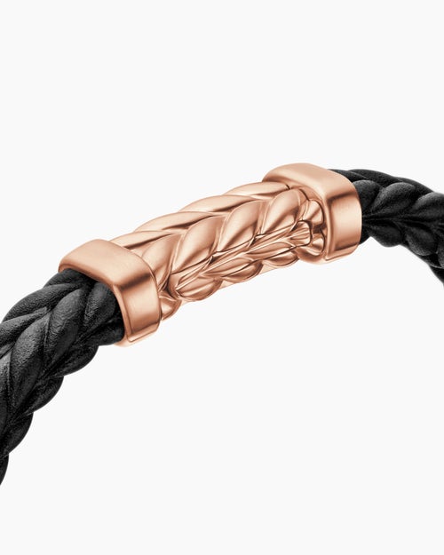 Mens Chevron Rubber Bracelet with 18K Rose Gold, 9mm