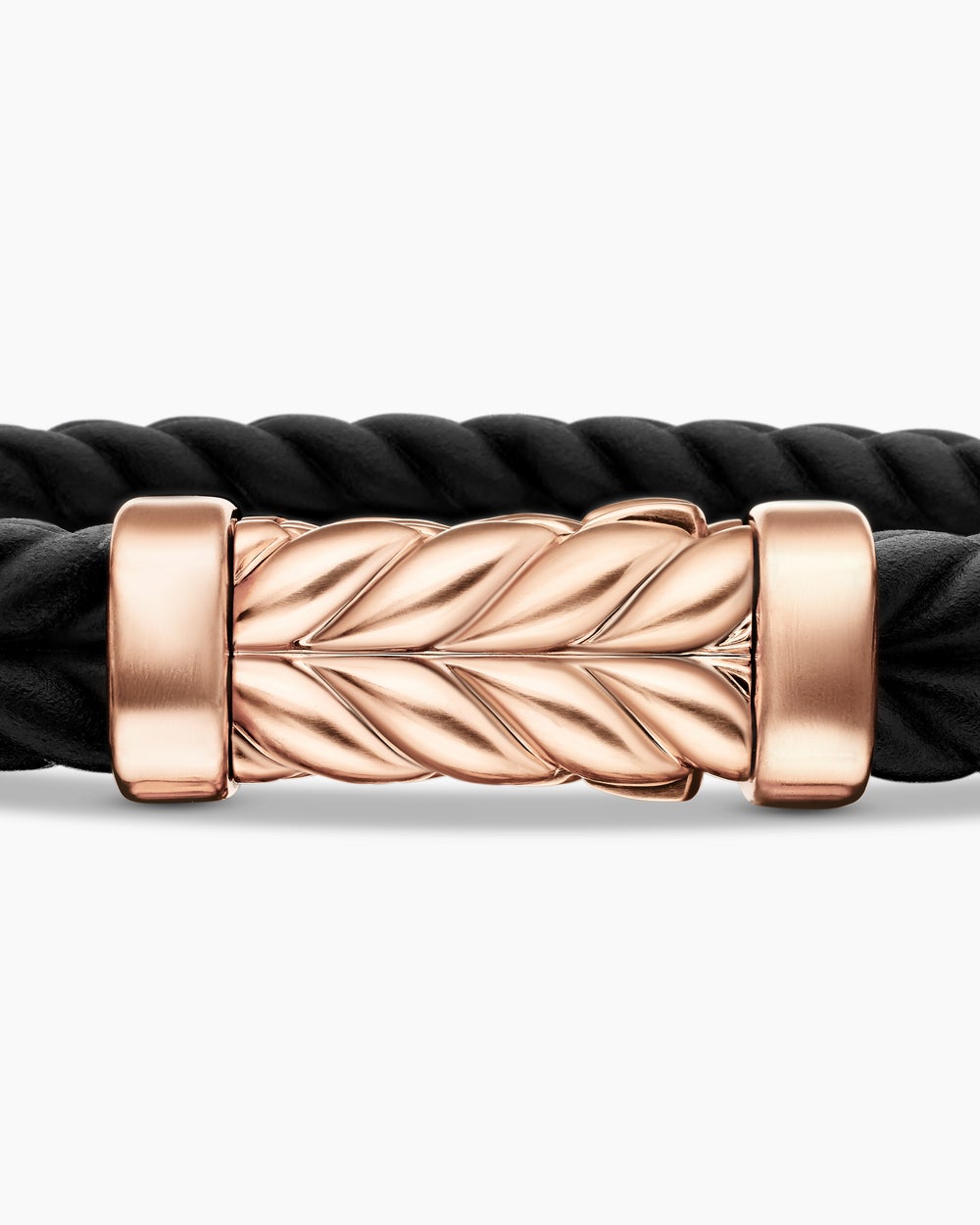 Bracelet Chevron en caoutchouc avec or rose 18 carats, 9 mm hommes