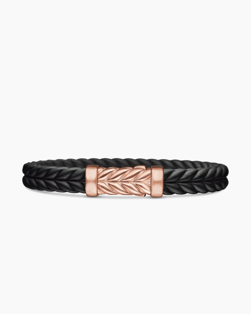 Bracelet Chevron en caoutchouc avec or rose 18 carats, 9 mm hommes